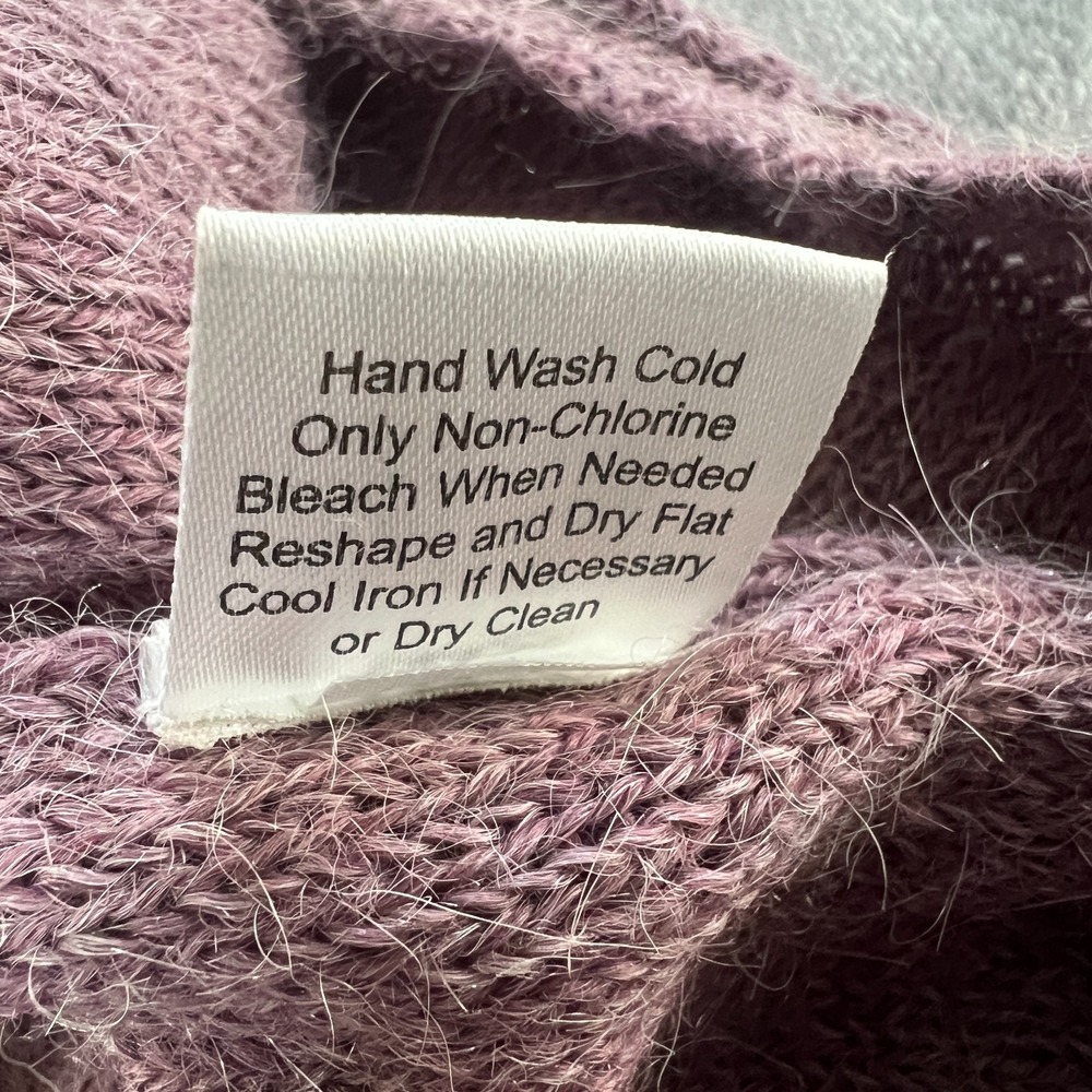 Garnet Hill Womens Y2K Babydoll Deep V Sweater Size S Purple Alpaca Blend Boho - Picture 12 of 13